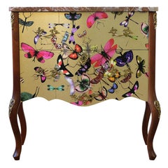 Vintage Classic Rococo Style Chests with Gold Christian Lacroix Design and Natural Marb