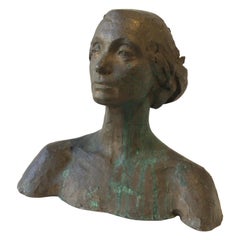 Vintage 1950s Bronze Female Bust
