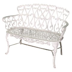 Used Cast Metal Garden Patio Bench in the Manner of Frances Elkins