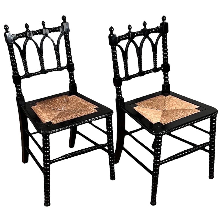 Pair of 19th Century Ebonized Side Chairs at 1stDibs