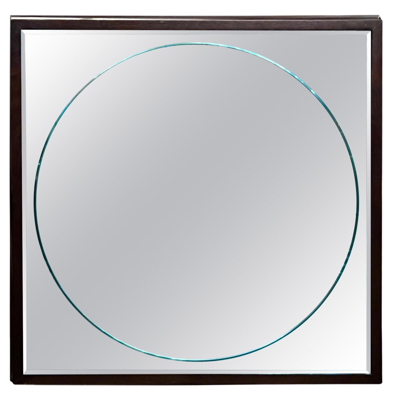 Vintage Square Blue Mirror For Sale