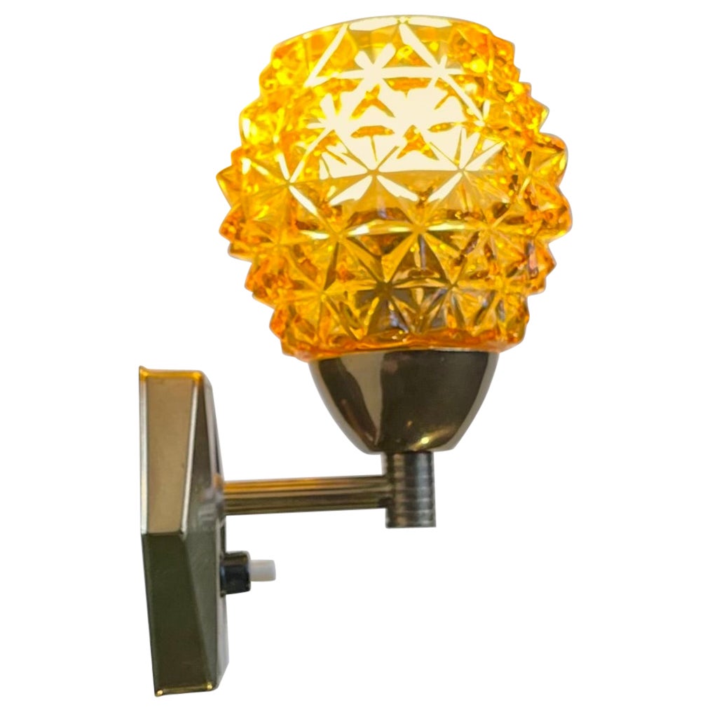 Vintage Danish Brass & Glass Wall Sconce by J. Sommer, 1960s