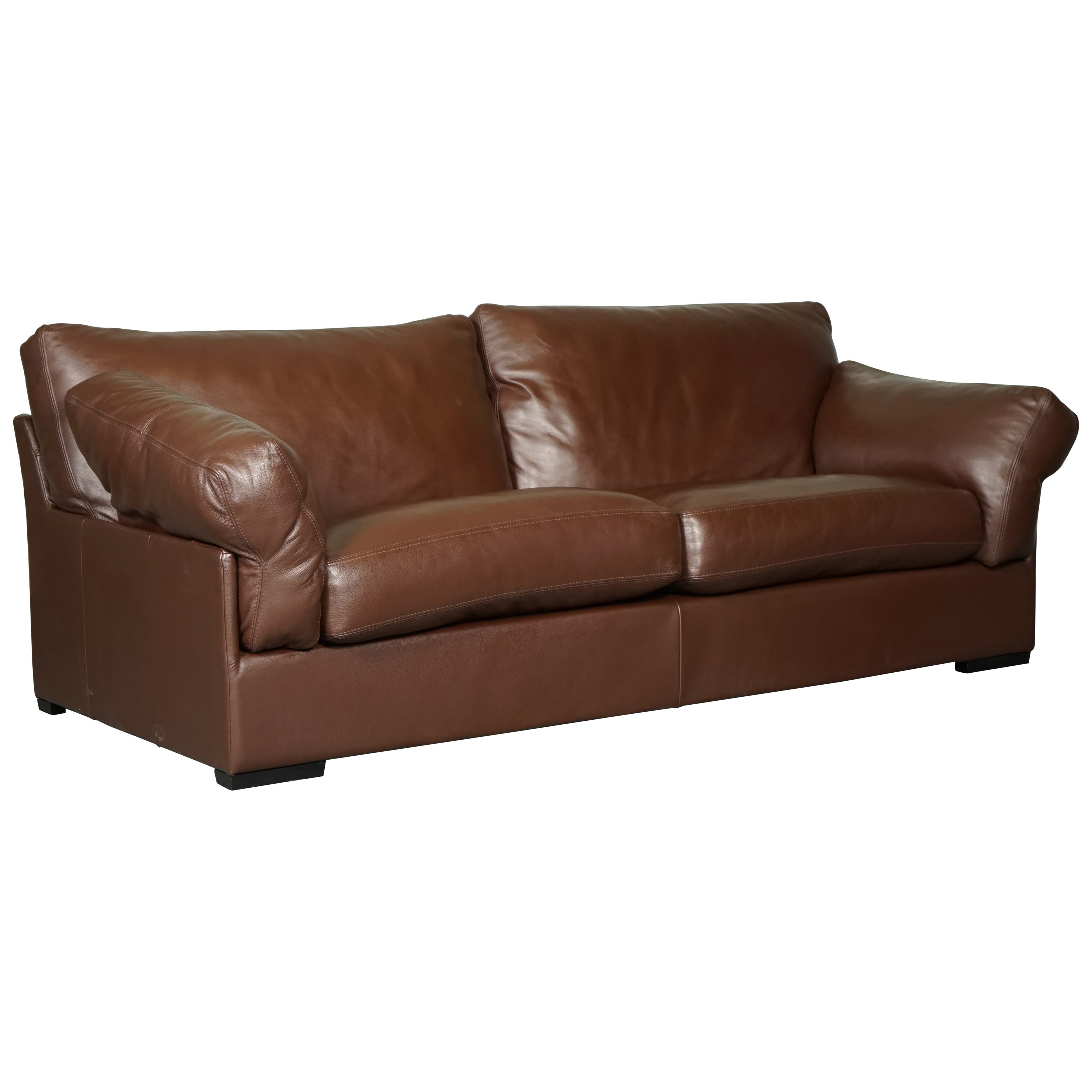 Stunning John Lewis Java Brown Leather 2 Seater Sofa Part of Suite For