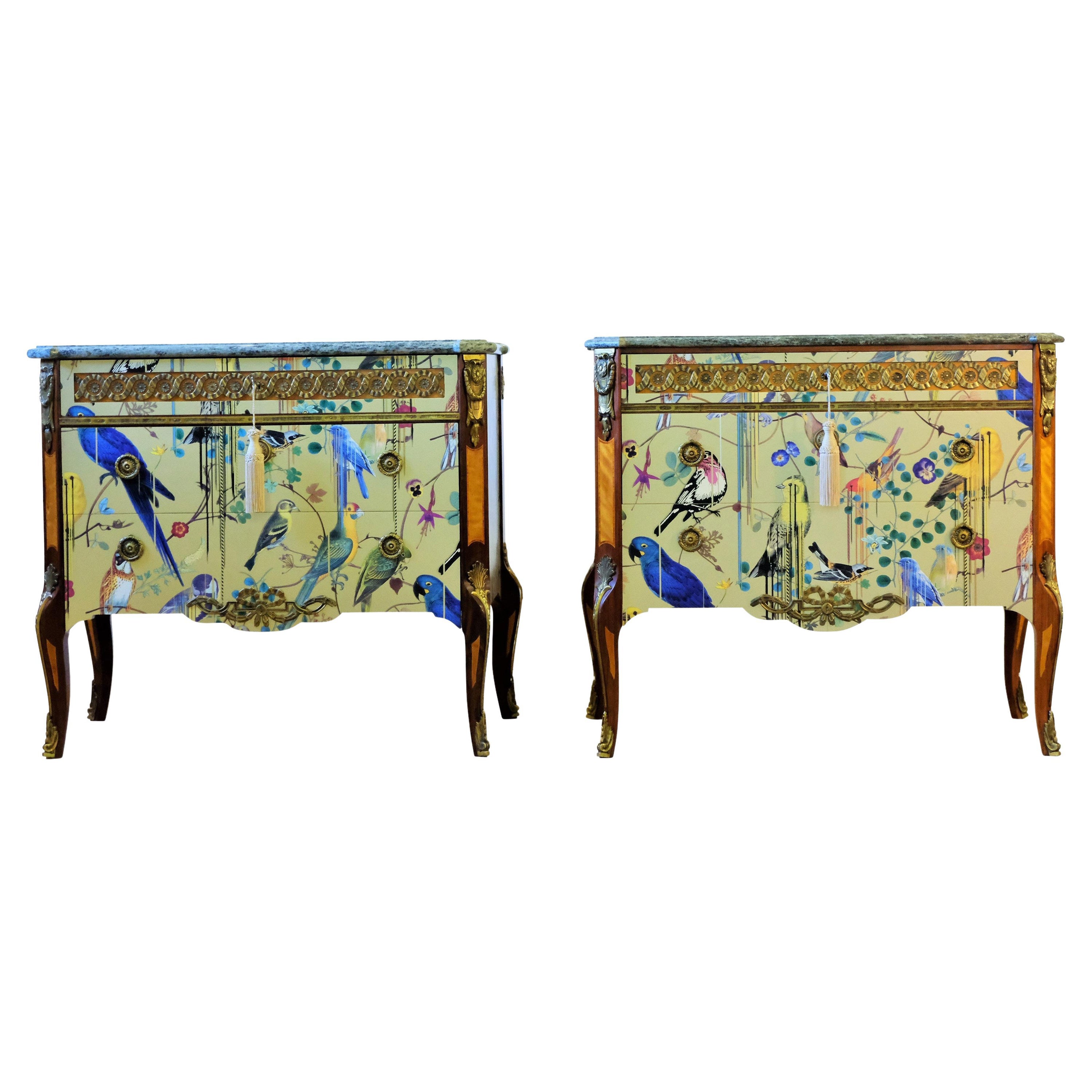 Gustavian Haupt Chest with Three Drawers in a Gold Christian Lacroix Design