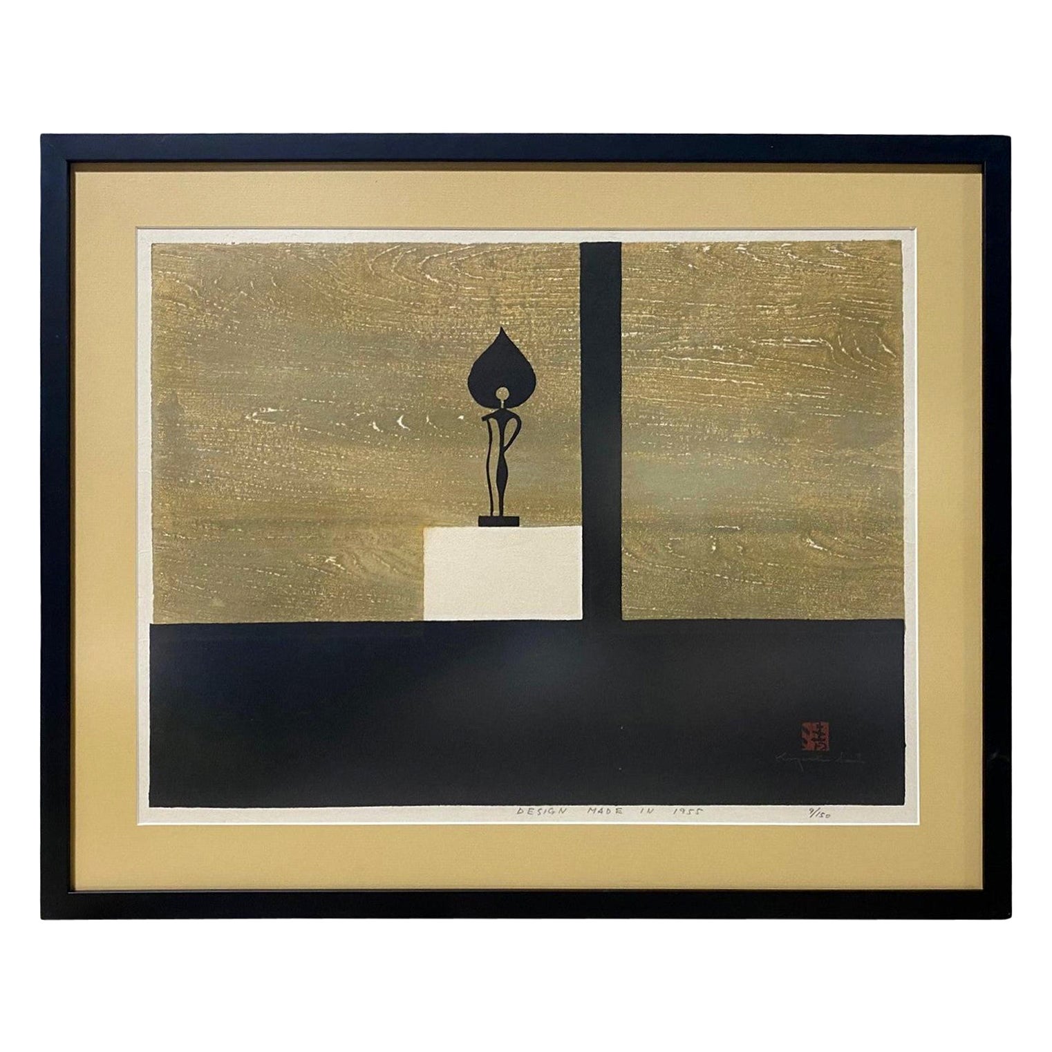 Kiyoshi Saito Signed Limited Edition Japanese Woodblock Print Buddhist Nara 1955 For Sale