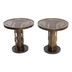 Philip and Kelvin LaVerne 1970s Caduceus Side Tables