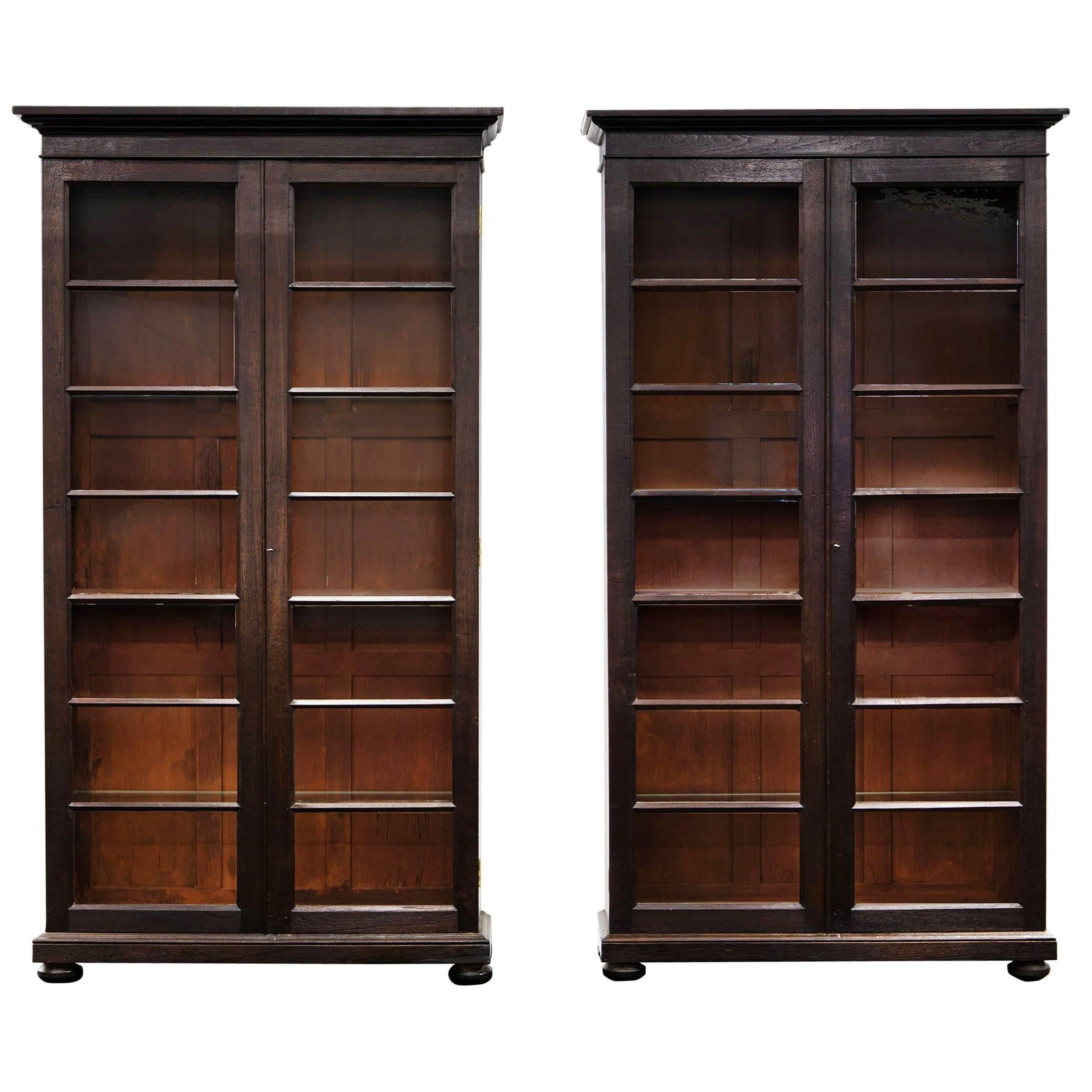 Pair of Anglo-Indian Glazed Display Cabinets or Bookcases