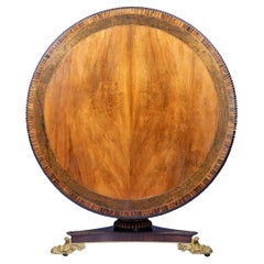 19th Century English Regency Brass Inlaid Centre Table