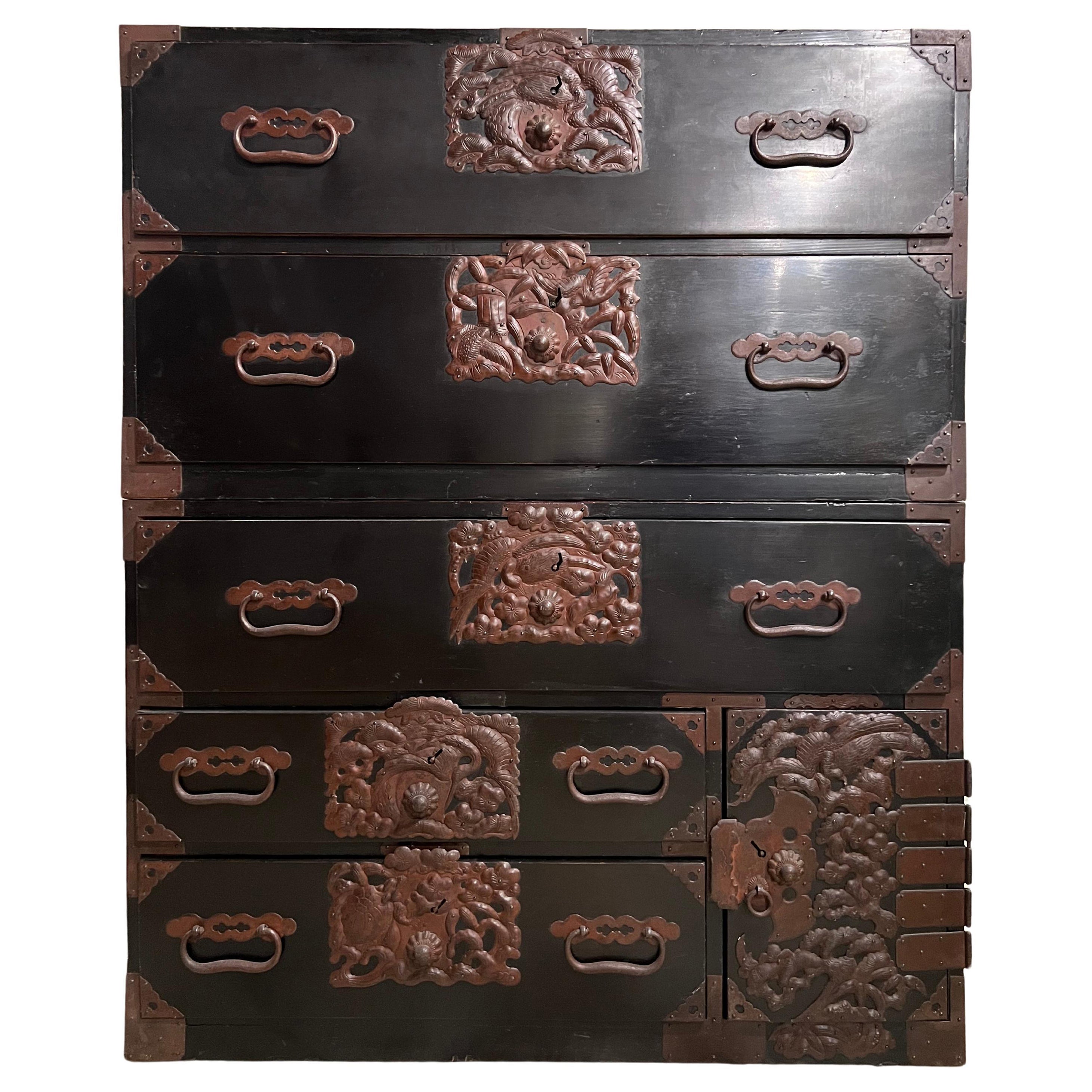 Japanese Meiji Period Late 19th Century Tansu Chest in Sendai Isho
