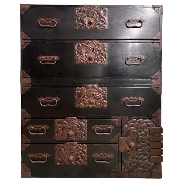 Dansu Ogi Ishō, Dansu Japanese Two Pieces Tansu of Late Meiji Era For Sale at ...