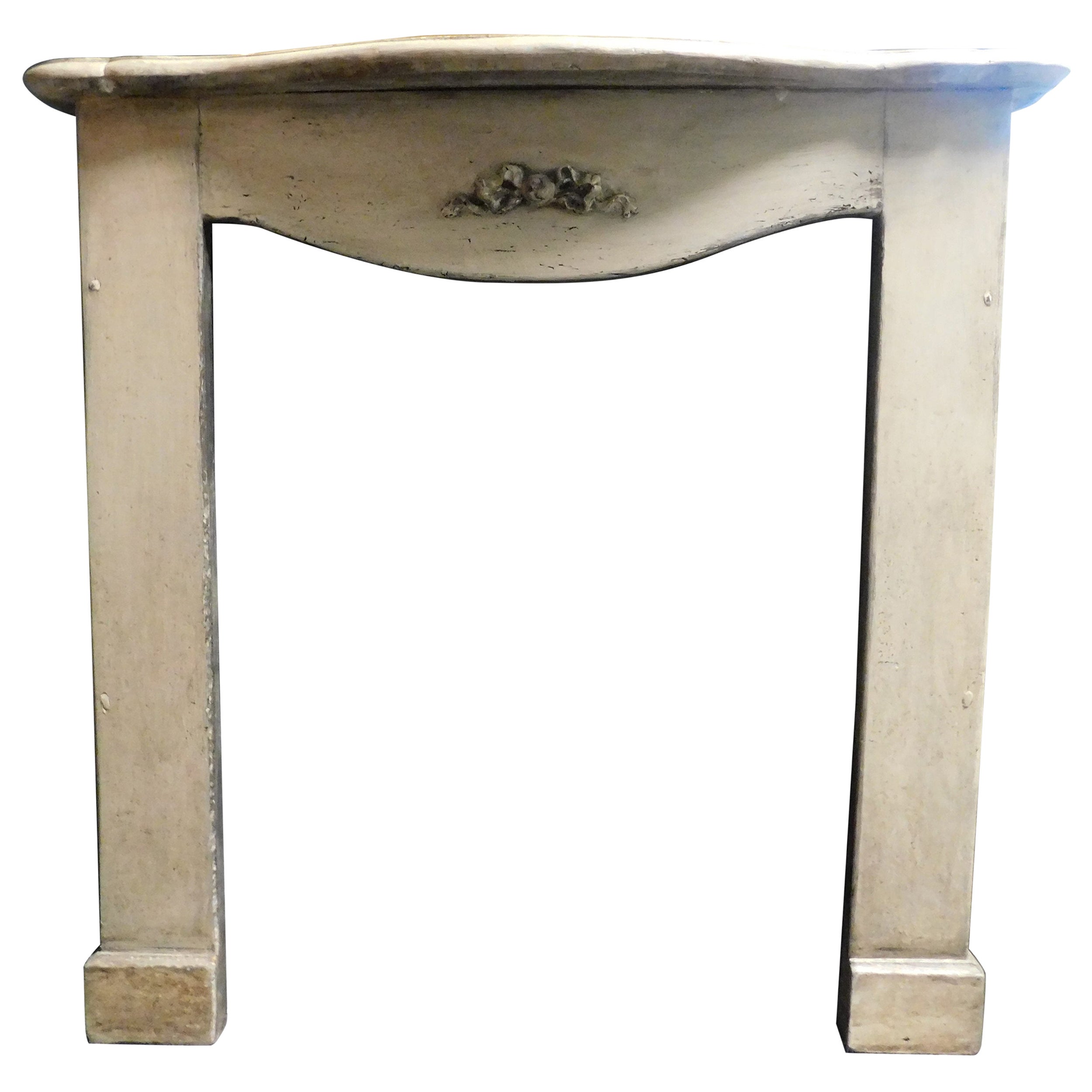 Fireplace Mantle in Grey Lacquered Wood, 19th Century, Italy For Sale