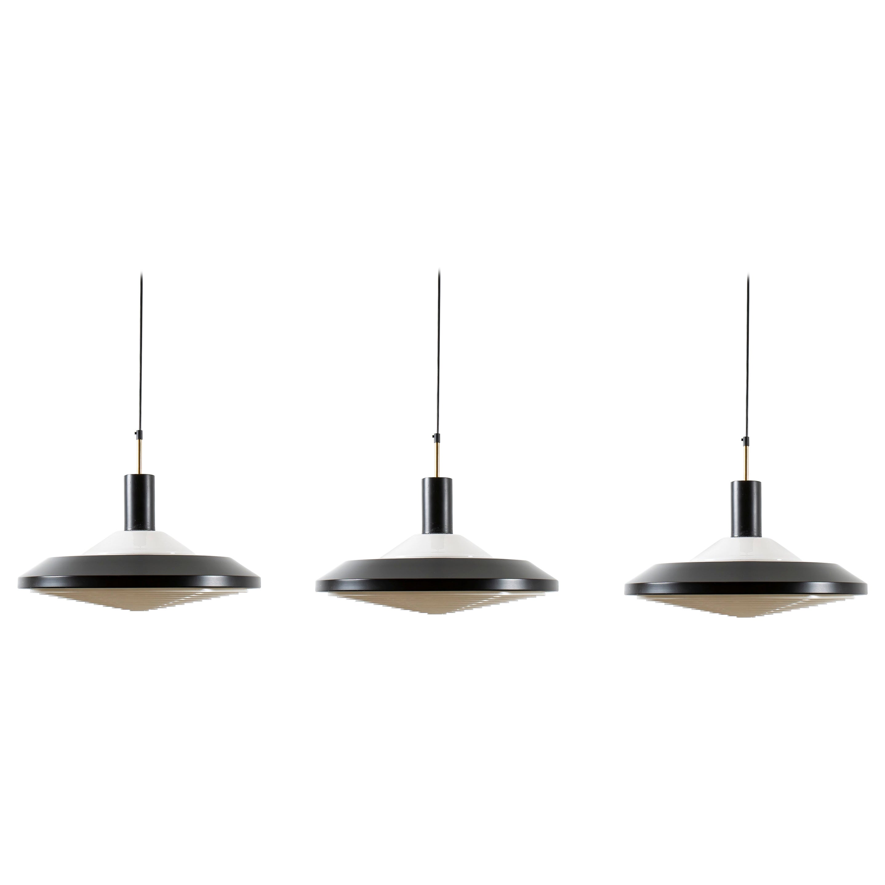 Set of Three Midcentury Ceiling Lights by AWF, Norway, 1960s For Sale