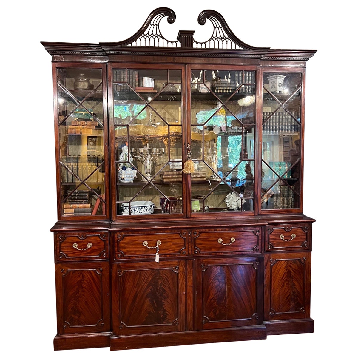 Superb 18th century Georgian Mahogany Breakfront Secretary Bookcase   For Sale