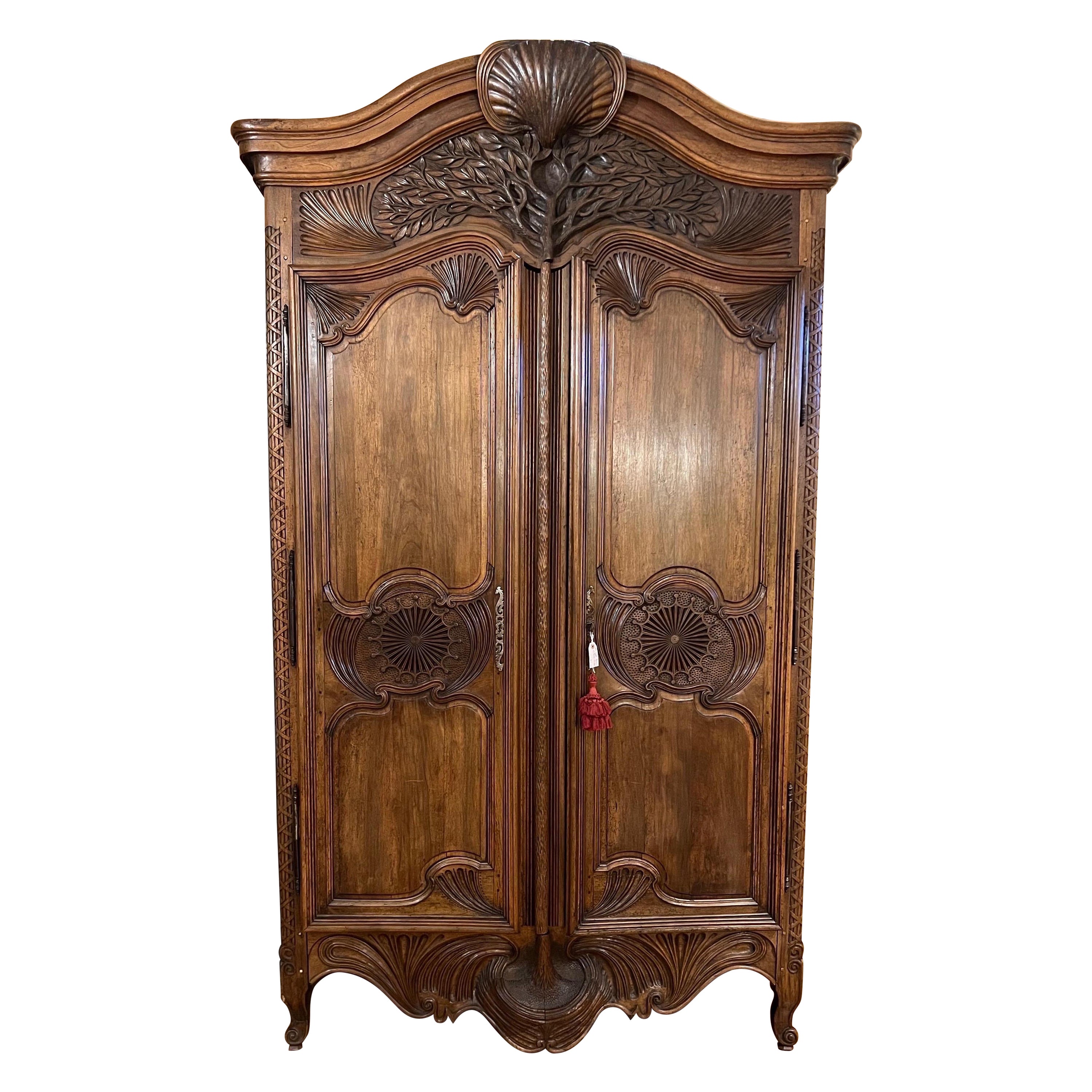 Incredible 18th century French armoire with “Tree of life”  For Sale