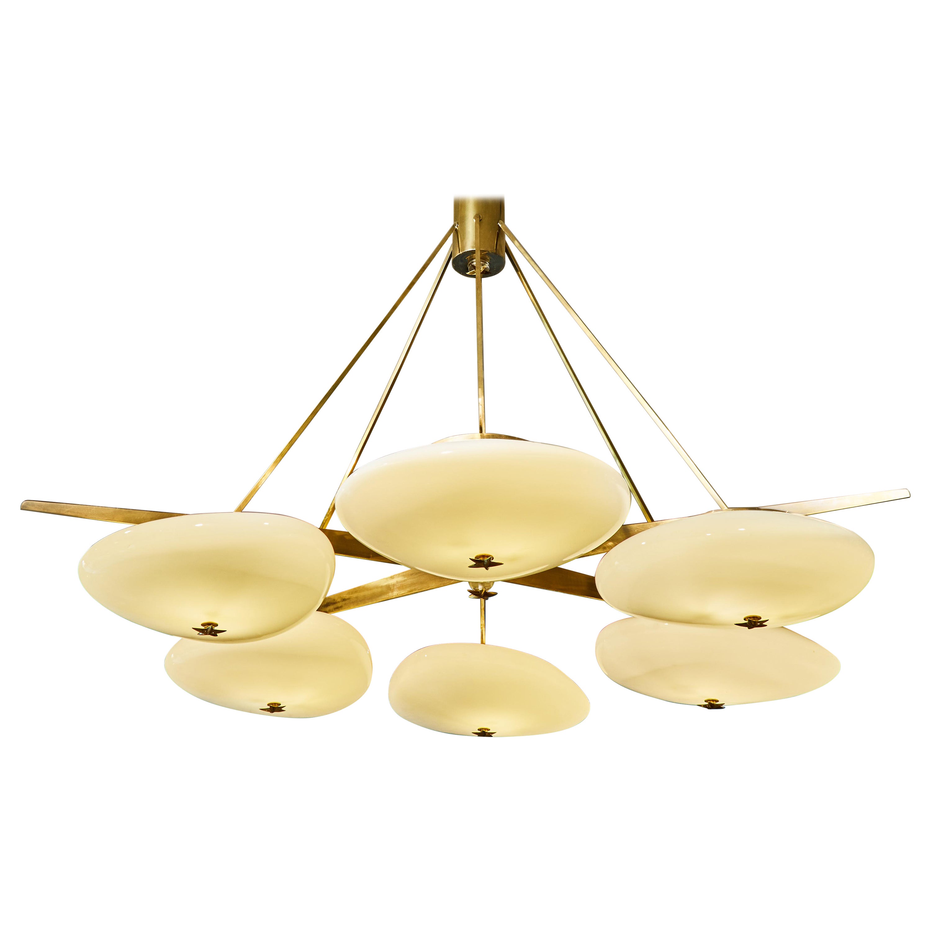 Brass chandelier by Studio Glustin. For Sale