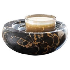 Vega Schale aus breitem Marmor mit Blumenvase und Kerzenhalter 