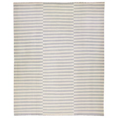 Modern Rug & Kilim Beige Flat-Weave Allover Stripe Wool Rug (tapis de laine à rayures)