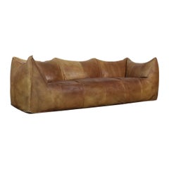 Le Bambole Tan Buffalo Leather Three-Seater Sofa by Mario Bellini for B&B Italia