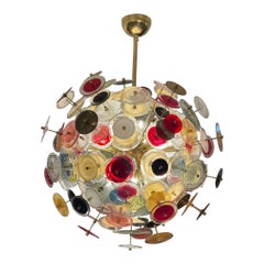 Retro Multicoloured Chandelier in Murano Glass, Italy 1980s