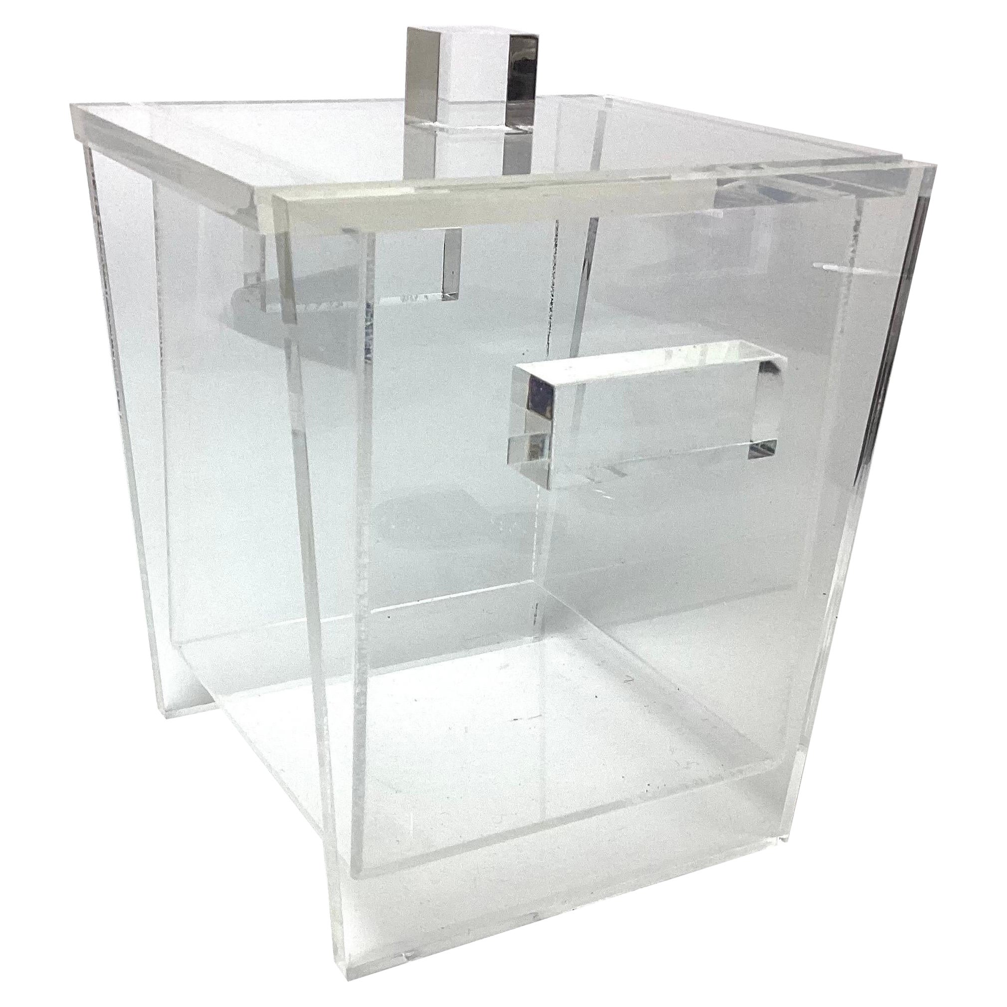 Vintage Mid-Century Square Angled Lucite Ice Bucket For Sale