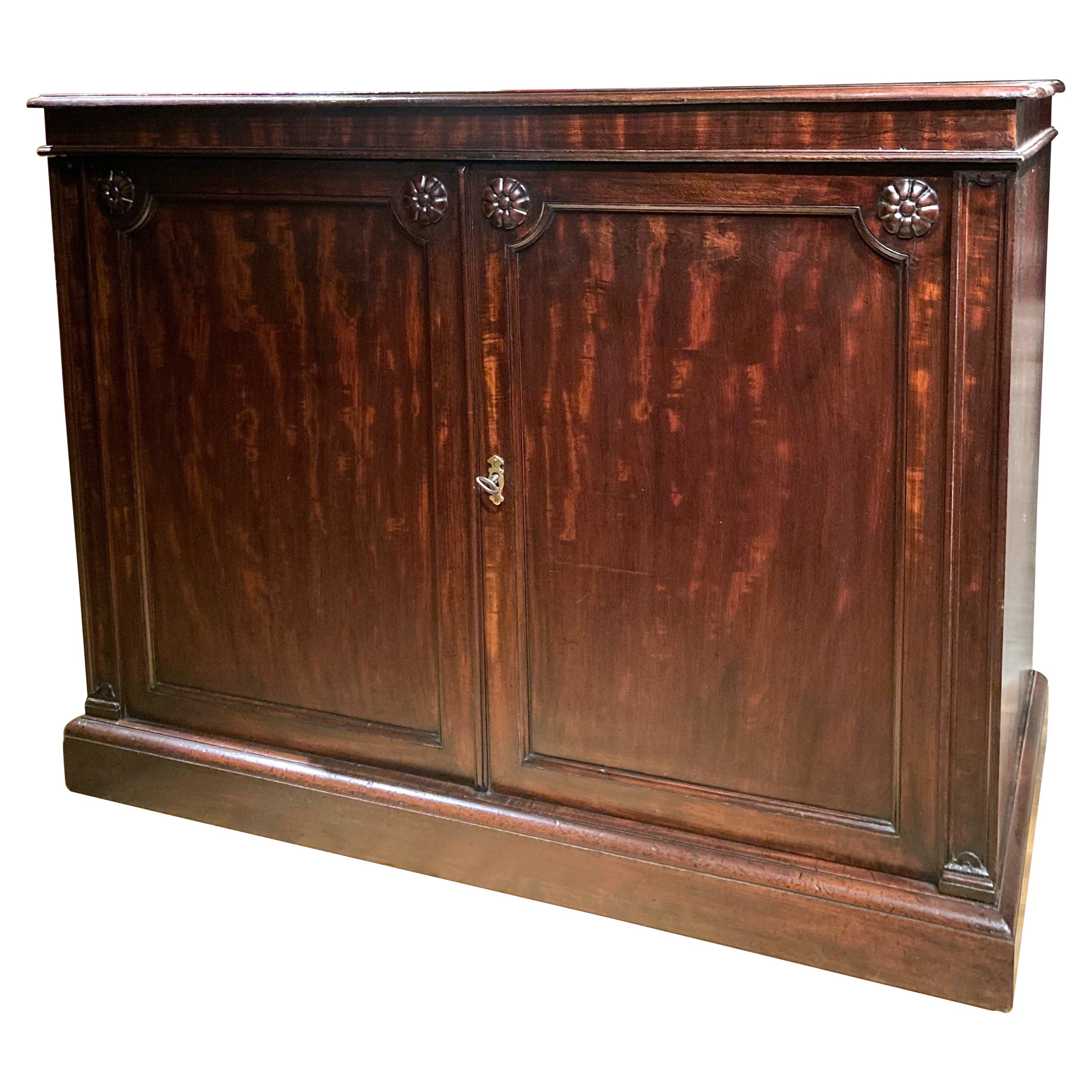 19th Century Italian Empire Mahogany Commode Two Doors Cabinet