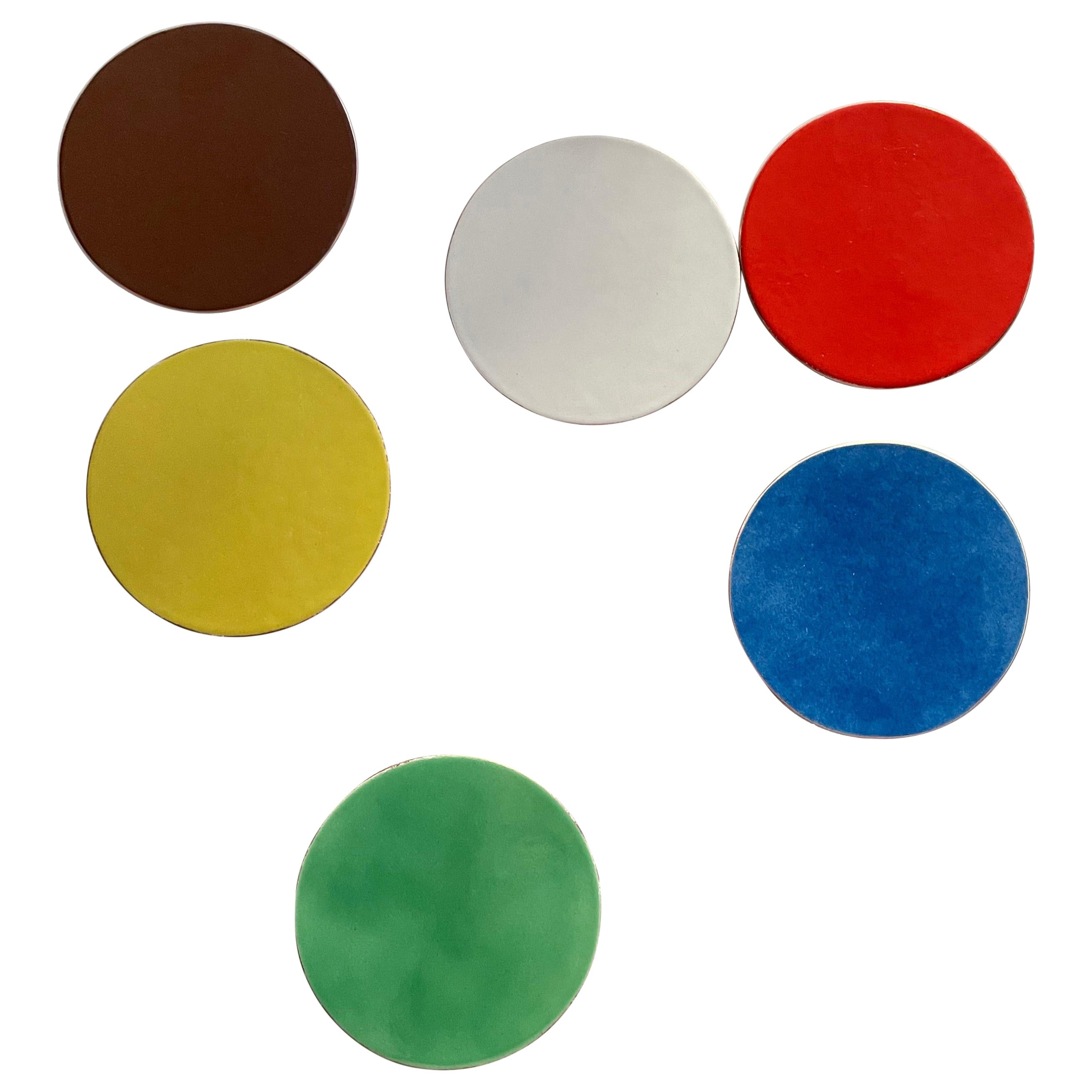 Waifs, Coasters in Wafer Thin Vitreous Enamels, Limited Production, Set of 6