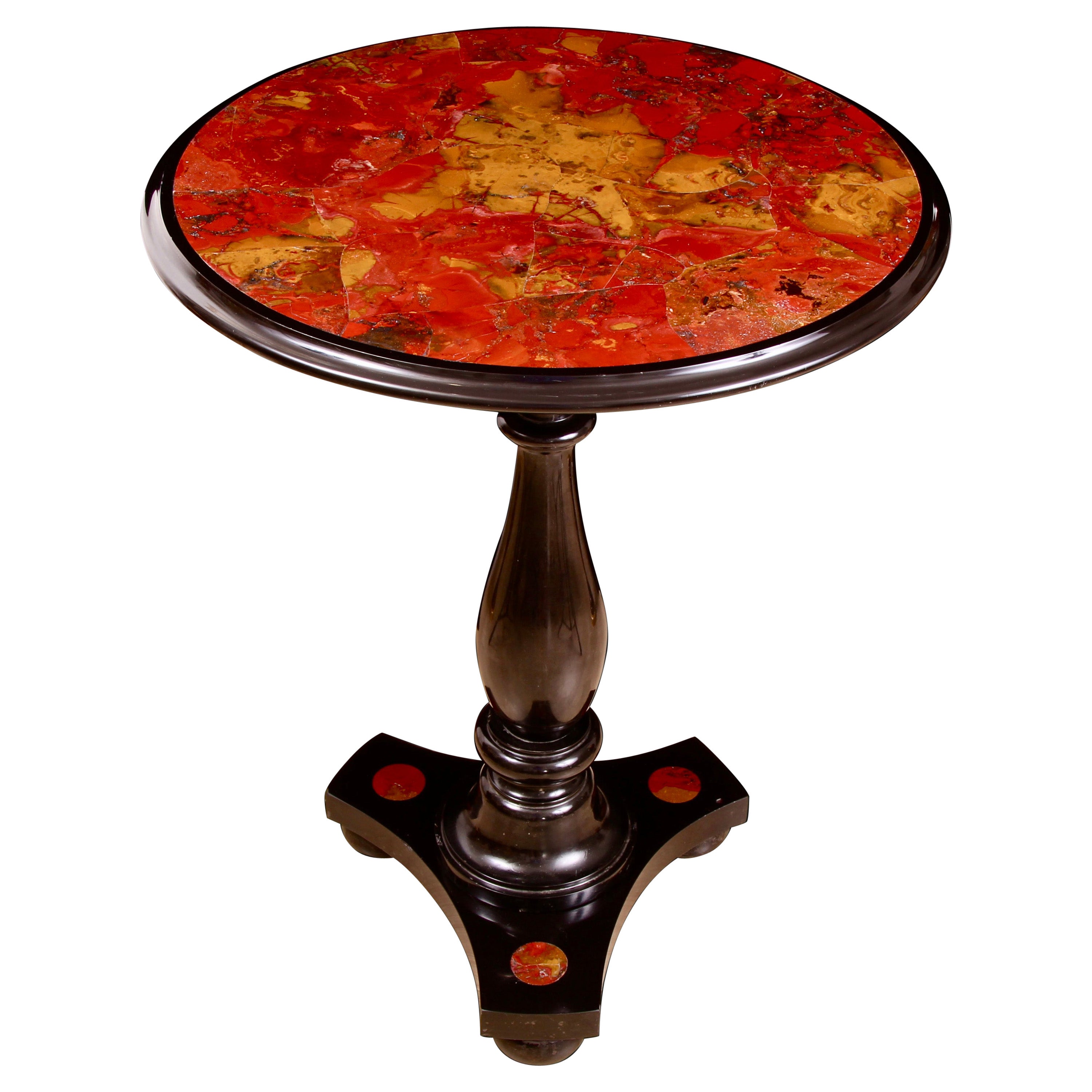 19th Century Hardstone Agate Inlaid Marble Table For Sale