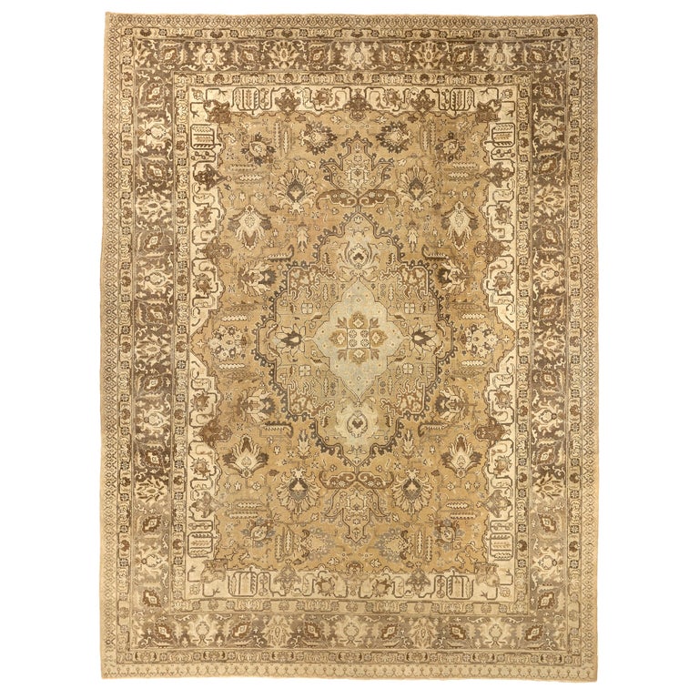 Antique Handmade Persian Rug Tabriz Design For Sale at 1stDibs