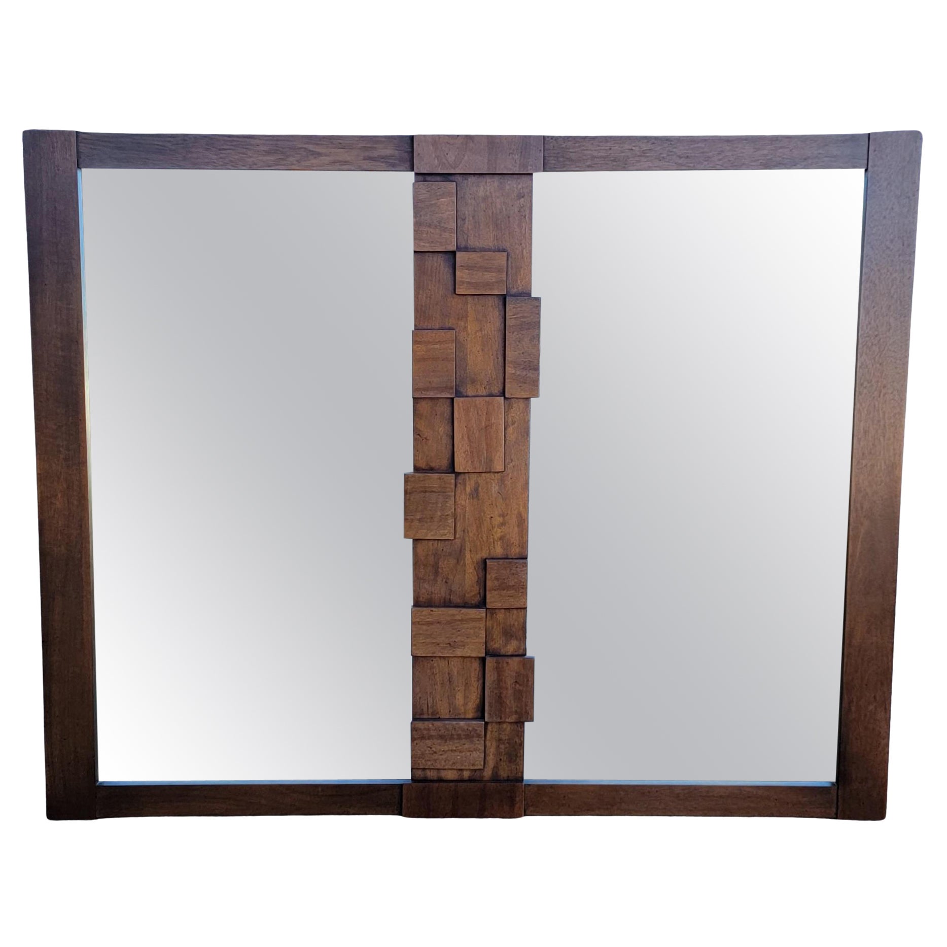 Brutalist Mirror by Lane Furniture "Staccato" Line 1970's For Sale