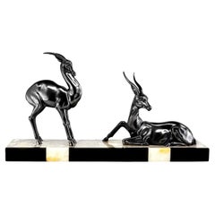 Spelter Antelope Sculpture, French, Art Deco, 1930s