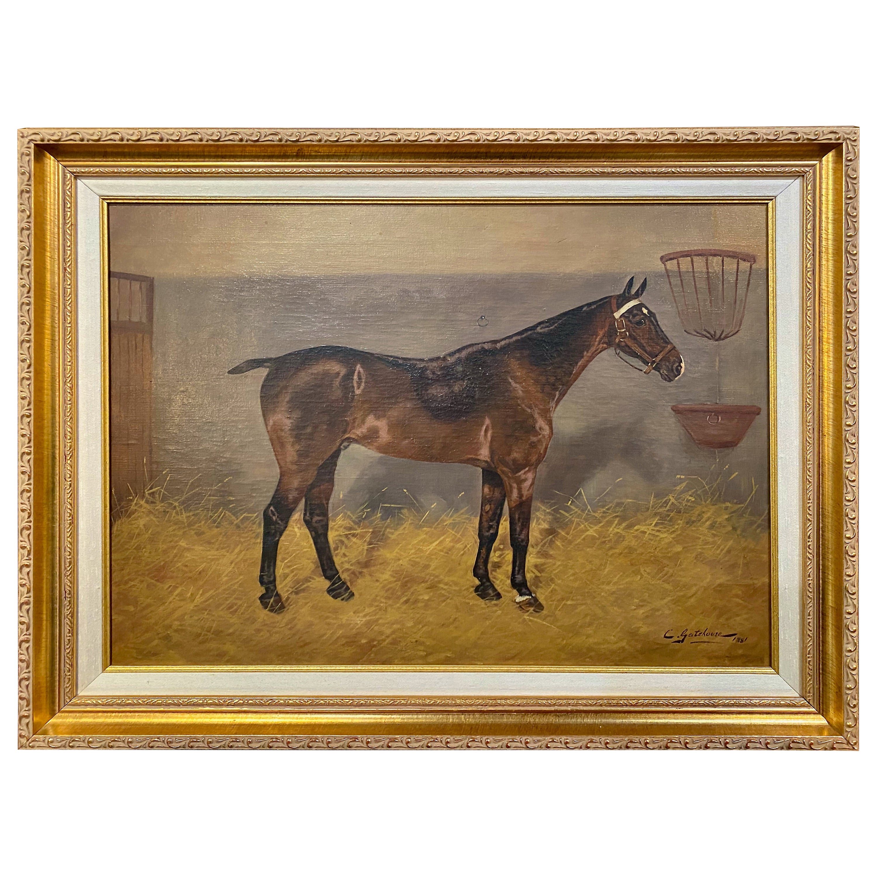 19th Century Charles E. Gatehouse Horse Painting For Sale