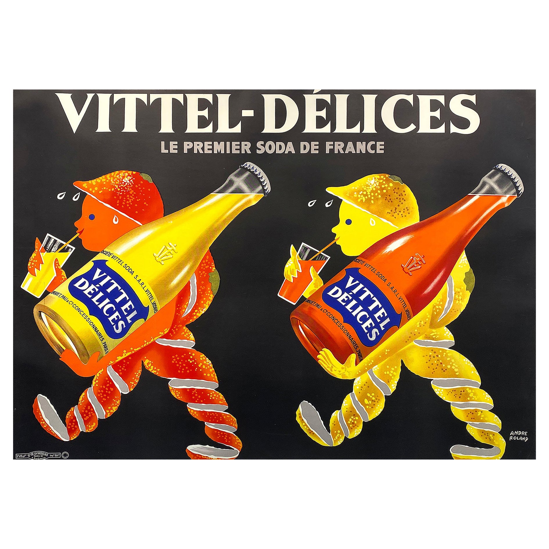 Vittel Delices, C1955 Vintage French Beverage, Drink Advertising Poster, Roland