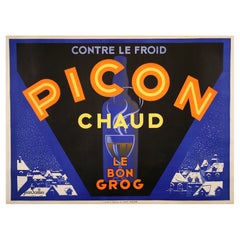 Picon Amer Chaud, Französisches Vintage-Werbeplakat aus Alkoholz, Jean Scelles, um 1935