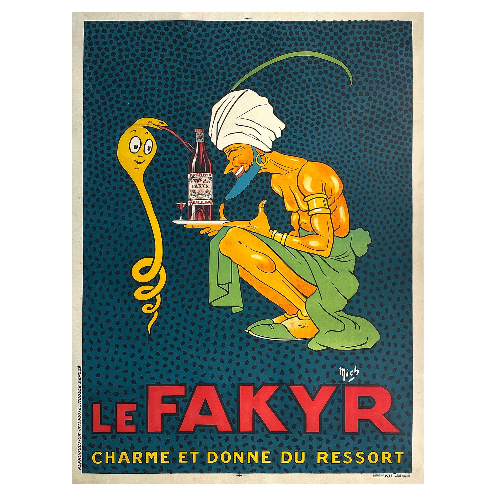 Le Fakyr, C1920 Vintage French Alcohol Advertising Poster, Michel Liebeaux