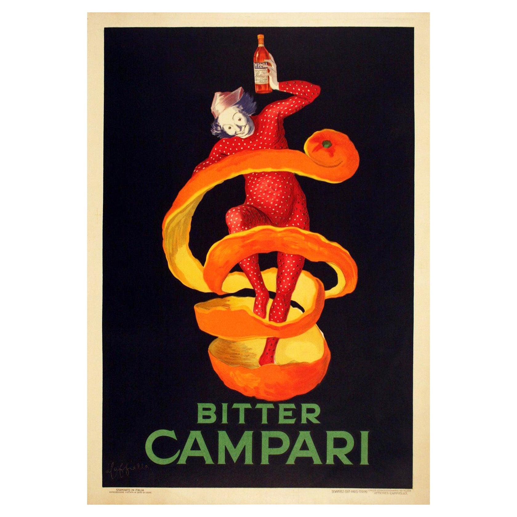 BITTER CAMPARI, affiche publicitaire italienne vintage en alcohol, Cappiello, 1921