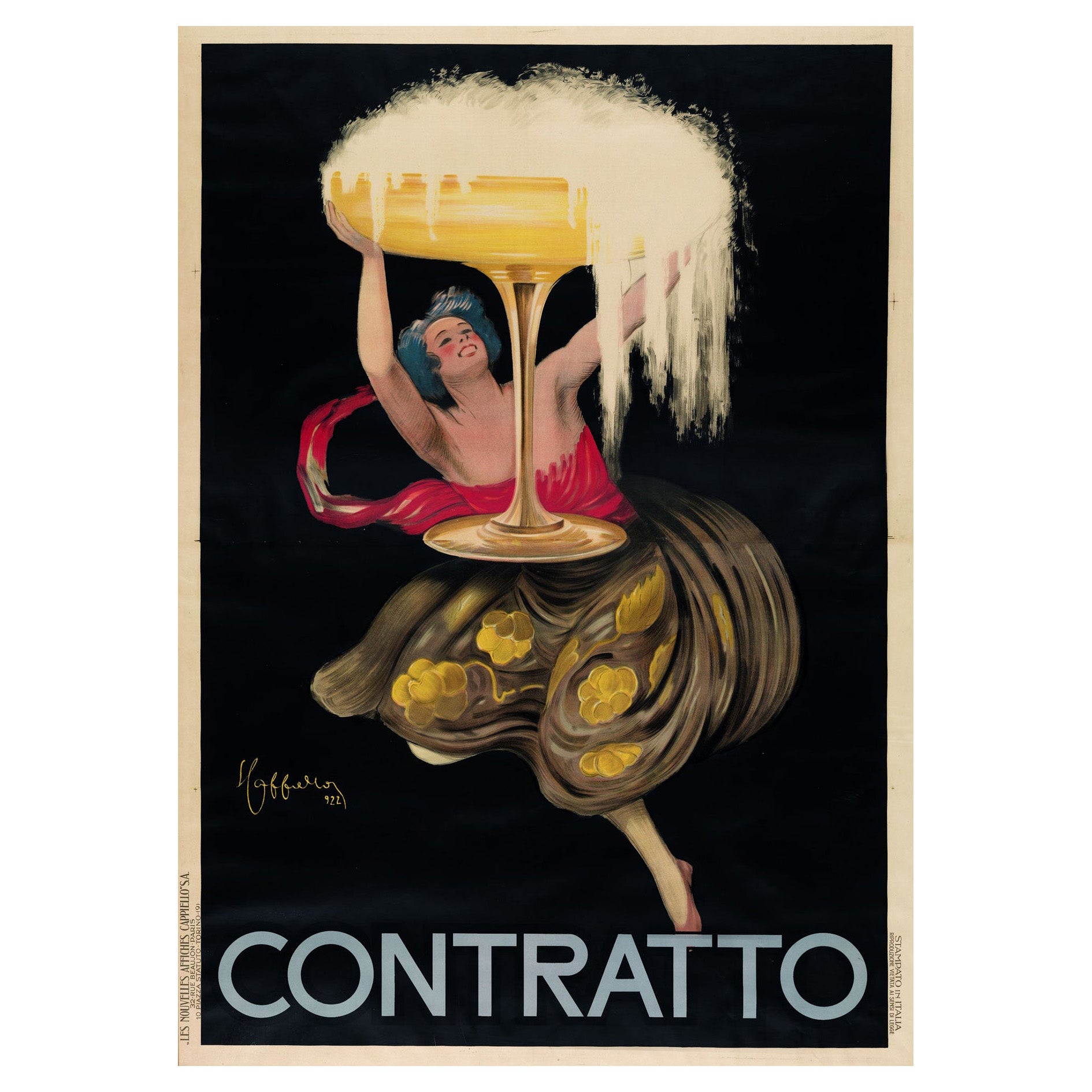 Contratto, 1922 Vintage French Alcohol Advertising Poster, Cappiello