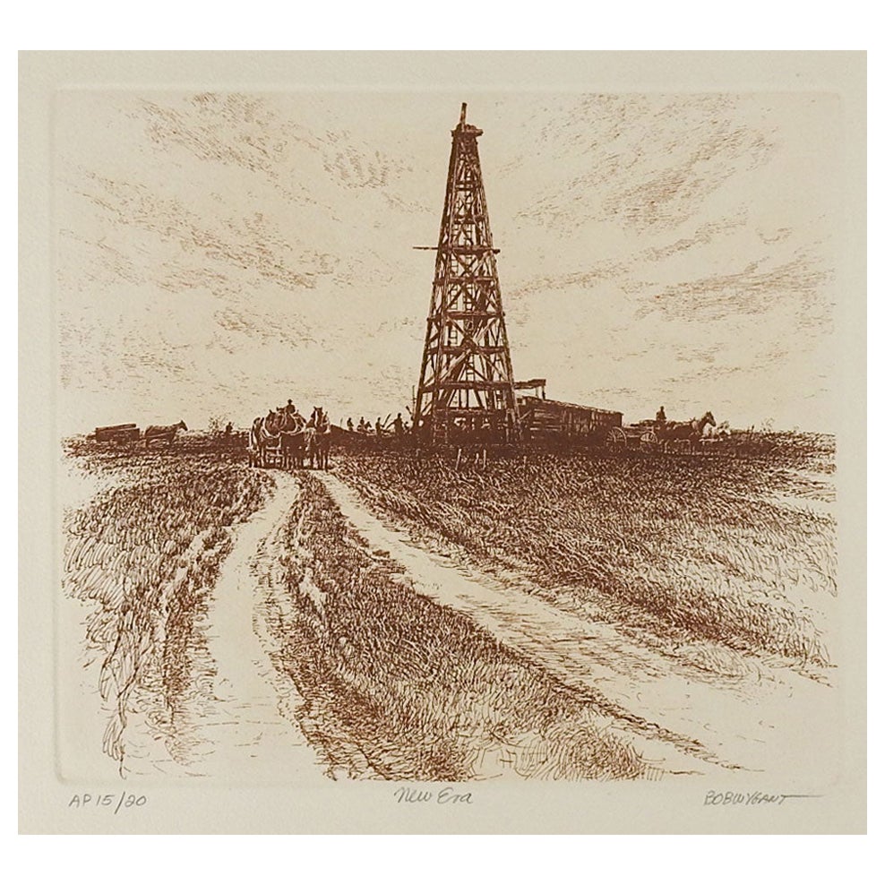 Bob Wygant Etching Oil Well Drilling Texas For Sale