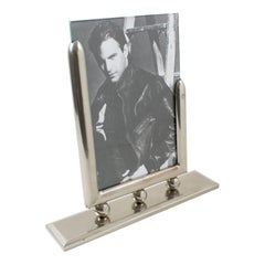 Vintage French Industrial Machine Age Chrome Picture Frame