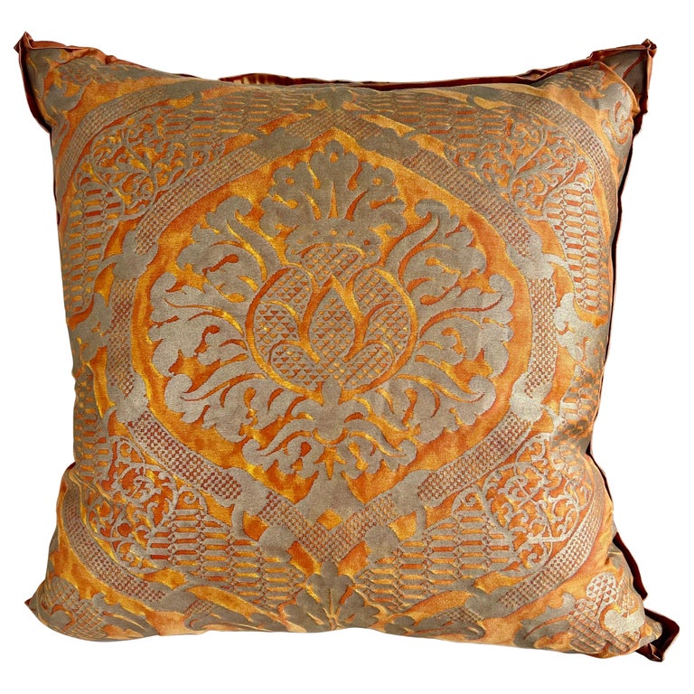 Pair of Custom Bittersweet Colored Fortuny Pillows For Sale at 1stDibs