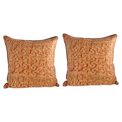 Pair of Authentic Rust & Gold Fortuny Textile Pillows