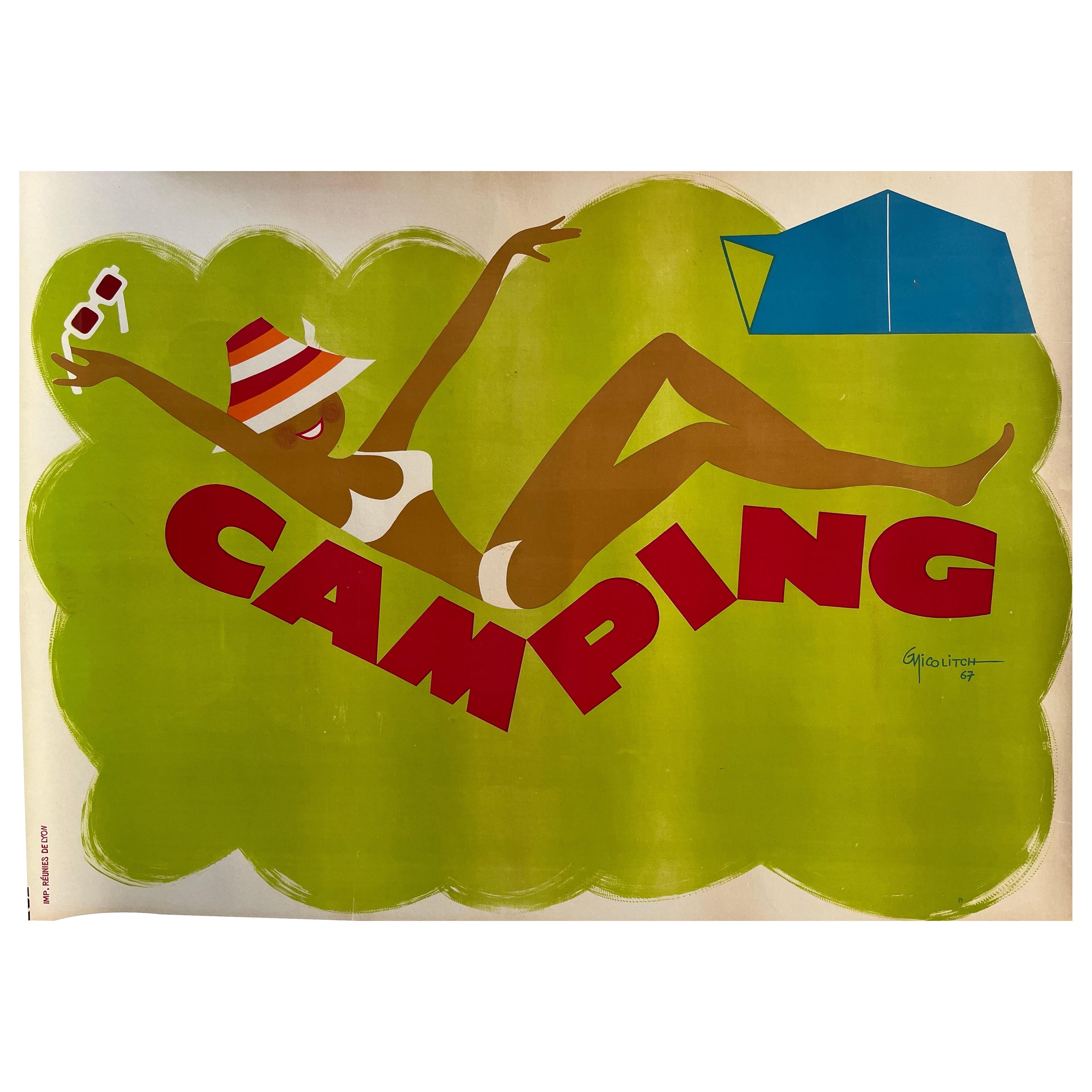 Original Vintage French 1960's Poster, 'Camping' by G. Nicolitch