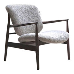 Finn Juhl France Chair in Wood and Sheepskin Upholstery