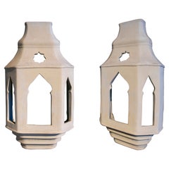 1980s Pair of Ceramic Wall Lamps in Andalucian-Oriental Style