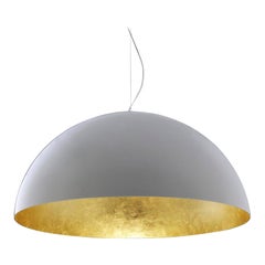Vico Magistretti Suspension Lamp 'Sonora' White Outside and Gold Inside by Oluce