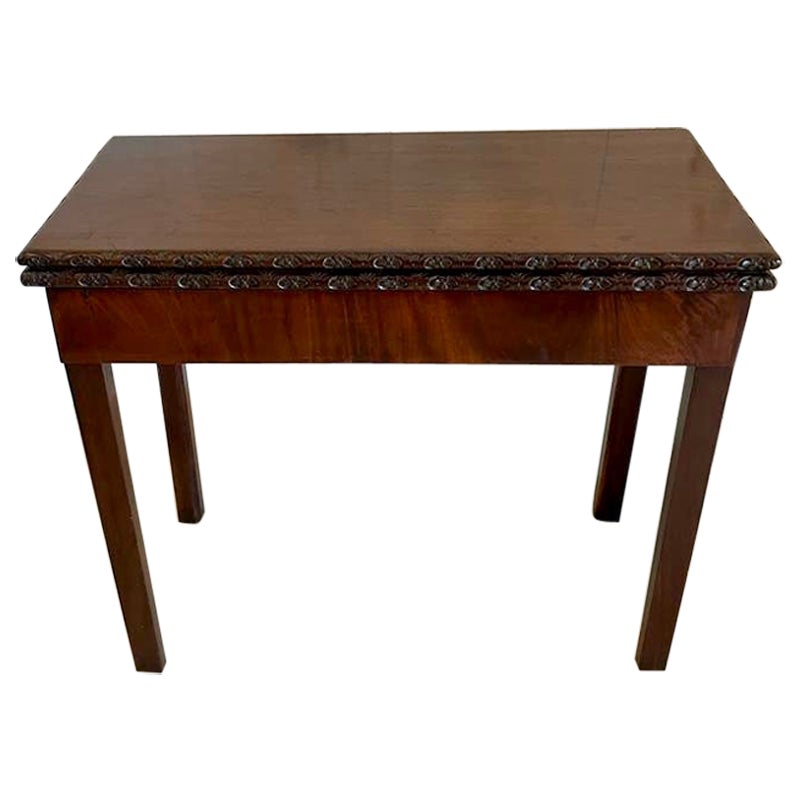 Antique 18th Century George III Chippendale Mahogany Carved Card/Side Table For Sale