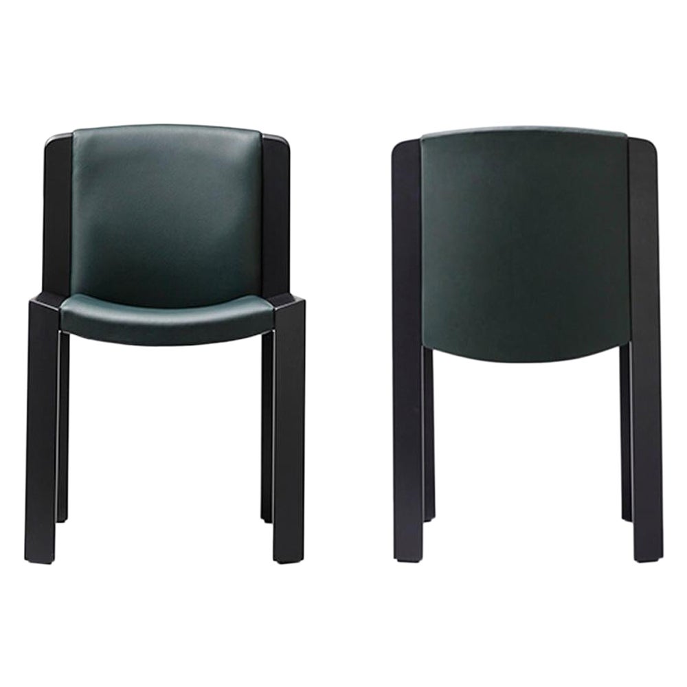 Set of Two Joe Colombo 'Chair 300' Wood and Sørensen Leather by Karakter For Sale