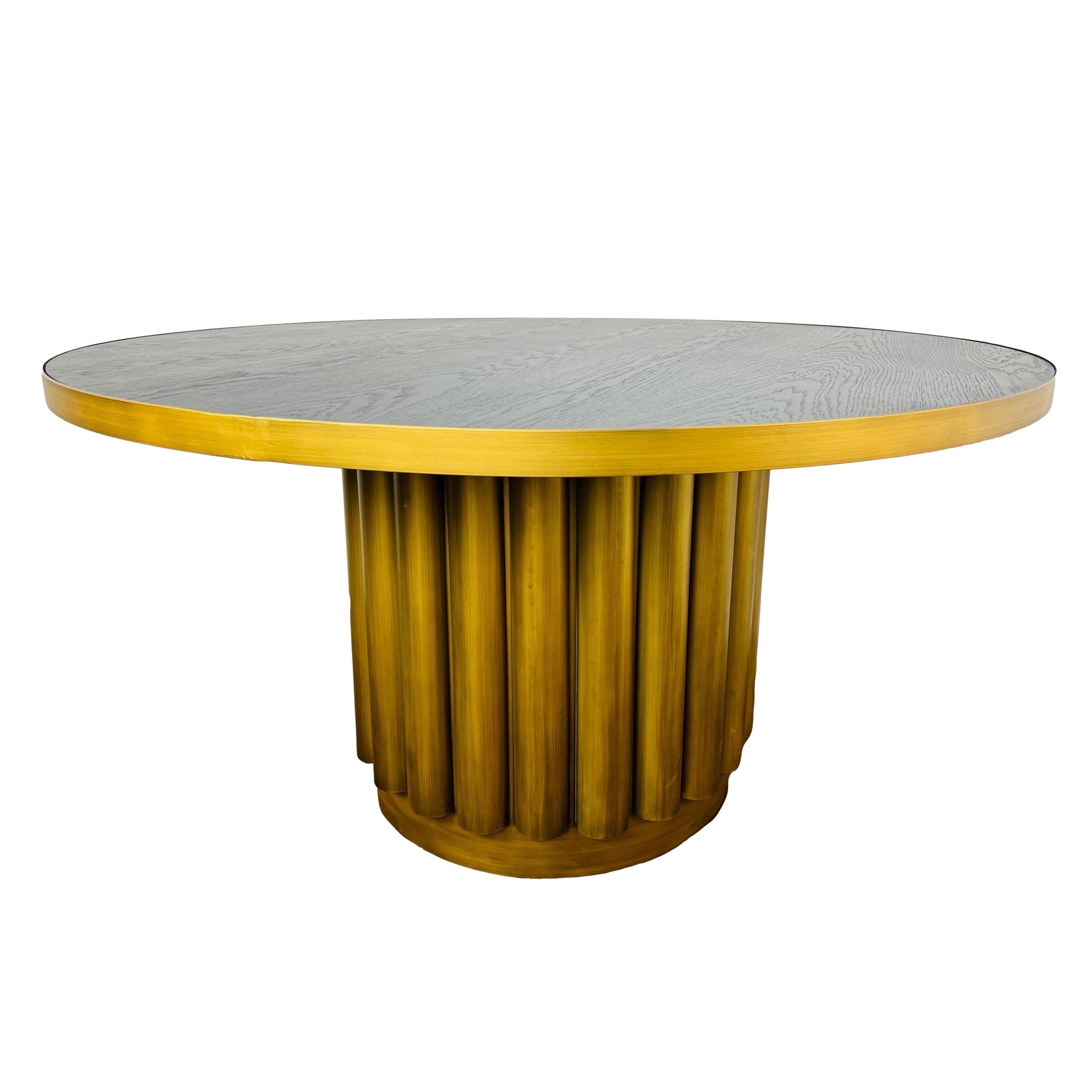 Brass Pedestal Dining Table For Sale