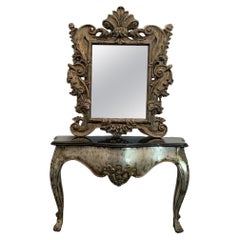 Console with Baroque Eclectic Mirror by Lam Lee Group, 1990s, Set of 2