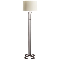 Italienische Designerin, Stehlampe, lackiertes Eisen, Stoff, Italien, 1940er Jahre