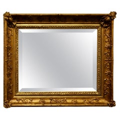 Antique Lovely Square Gilt Rococo Wall Mirror